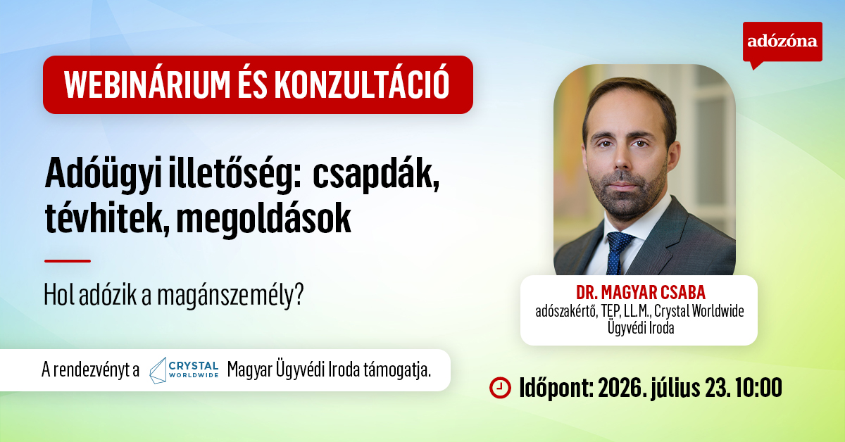 Adóügyi illetőség: csapdák, tévhitek, megoldások – előadó: Dr. Magyar Csaba